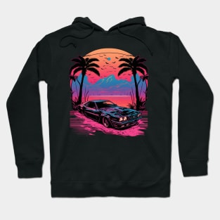 Retro Car in Synthwave Style Hoodie